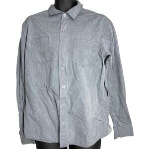 Vintage Kane Unke Shirt Men XL Gray Long Sleeve 100% Cotton Minimalist Button Up
